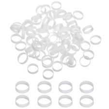 80Pcs Silicone Rubber Bands Cable Ties 0.9" Flat Rubber Elastic Band White