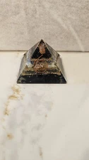 Black Tourmaline Orgone Crystal Pyramid For Positive Energy and Meditation