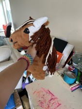 Horse hobby horse Soft Plush Stuffed Animal, Medium 14-24 in, Brown/White