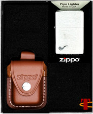ZIPPO® Geschenkset für Pfeifenraucher – Chrom, Lederetui & Clip in Box