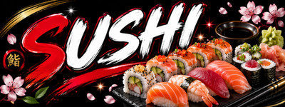 3ft x 8ft All You Can Eat Sushi Vinyl Banner Grommets- New-Free Shipping