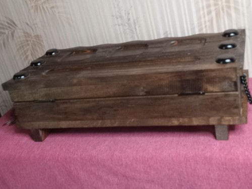 Men's Vtg Valet Jewelry Box Wood Apex Quality Limited Pirates Chains Studded 13" - Picture 9 of 22