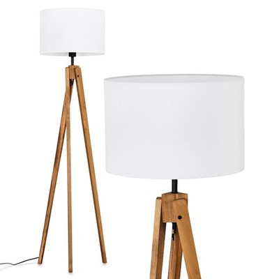 HOFSTEIN Tubione Stehlampe Stehleuchte aus Holz/Metall im skandinavischen Design