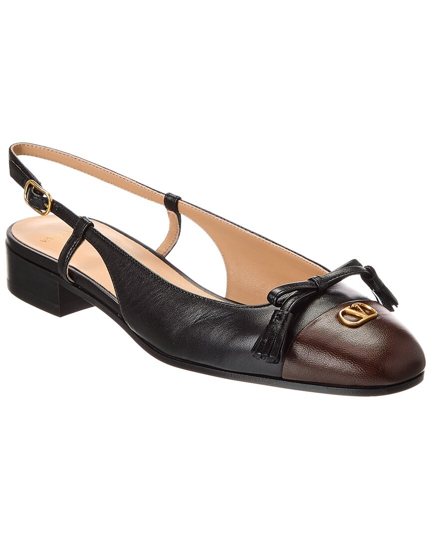 Valentino Valet Du Roi Leather Slingback Ballerina Flat Women's Black 38