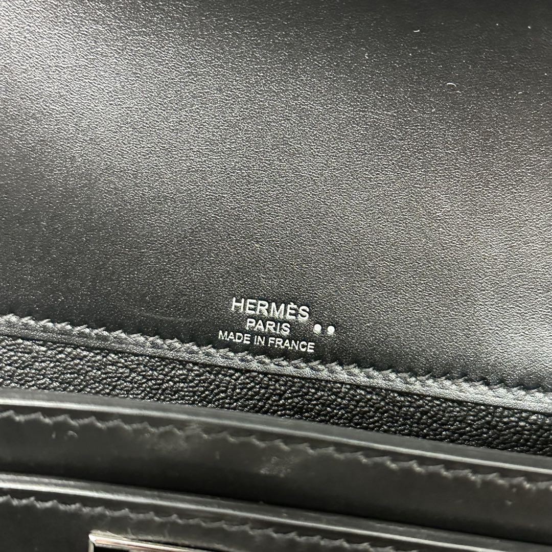 Hermes Kelly Depeche Clutch Bag Tadelacto Box Calf Black Silver