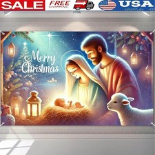 Nativity Scene Backdrop Christmas Banner Peace Love Faith Photography Decor New