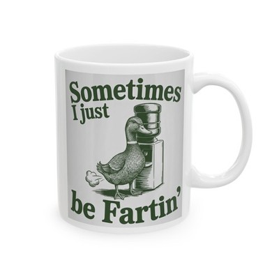 Funny Duck Fart Mug   Silly Animal Gas Joke Coffee Cup 11oz