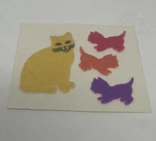Vintage Hambly Studios Flocked Cat & Kitten Stickers 1980s Santa Clara CA Rare 