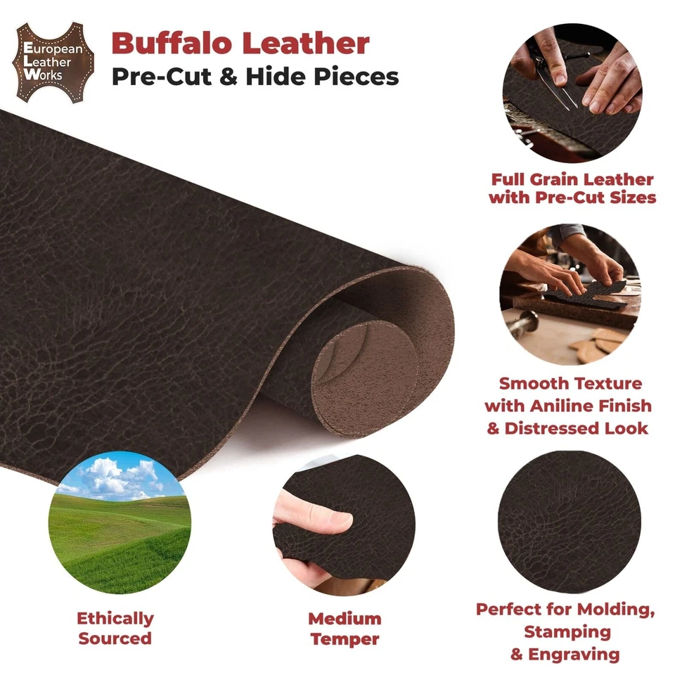 European Leather Work Buffalo Hide 8-10 oz (3-4mm) | Pre-Cut Leather - Image 4 of 4