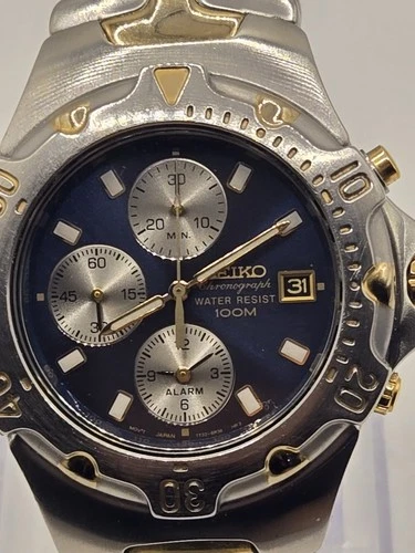 Vintage Seiko 7T32-6M49 Chronograph Alarm Men's 40mm Stainless Steel Watch