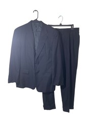 VTG Burberrys Navy Shadow Stripe Two Piece Suit 38x30 Pants Union Made READ