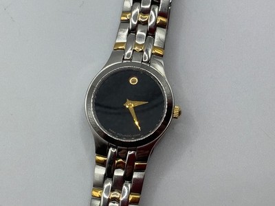 Movado Museum Black Dial Two Tone Gold & SS Swiss Quartz Watch 81 E4 1832