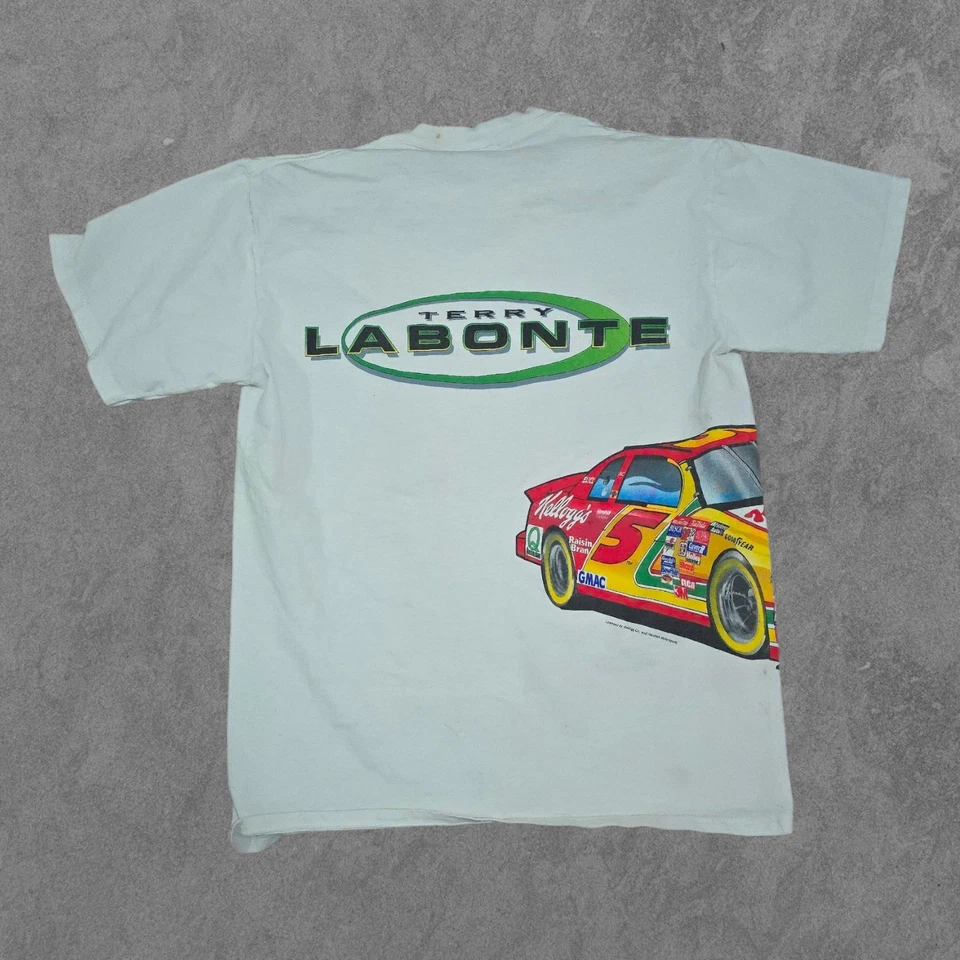 NASCAR Terry Lebonte Corn Flakes All Over Print Shirt AOP Med 90s Vintage - Image 2 of 4