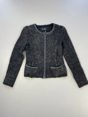 Chaqueta para mujer Guess tejida texturizada con cremallera gris XS moderna - Imagen 1 de 4