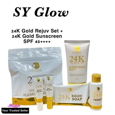 SY Glow 24k Gold Resorcinol Rejuvenating Set + 24k Gold Sunscreen SPF45++++