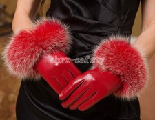 Women's Genuine Sheepskin Touch Screen Winter Super Warm Gloves With Fox Fur