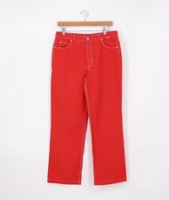 ESCADA Sport Red Cotton Linen Straight Leg Pants Size EU 42
