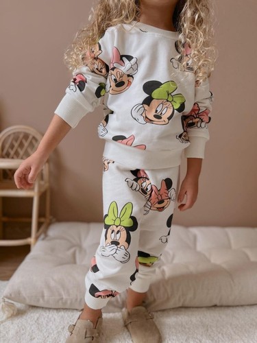 Cute Minnie Mouse Girls' Long Sleeve Sweater and  Pants  Set- Disney Girl - Afbeelding 1 van 4