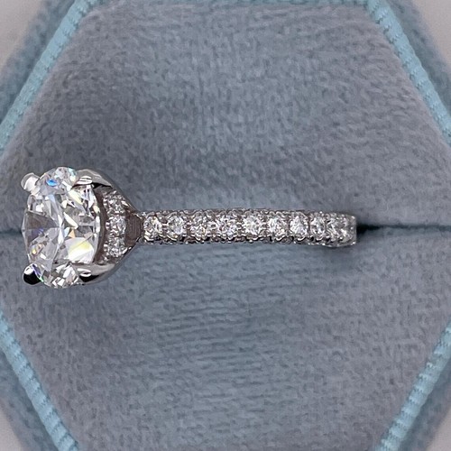 2Ct Round Cut Lab Created Diamond Women's Classic Ring 14K White Gold Plated - Picture 4 of 4