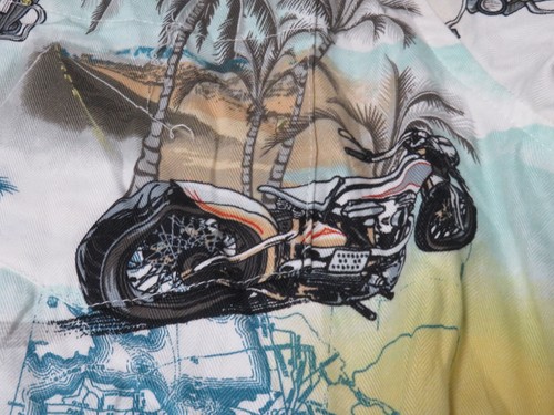 Mens Newport Blue Motorcycle American Traditions Hawaiian Shirt Size 2XL New - Picture 7 of 11