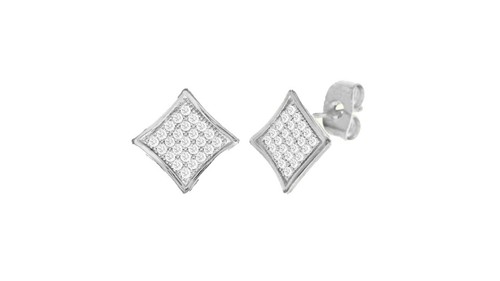Pendientes micro pavimentos cuadrados cúbicos de zirconio enchapados en oro blanco 14K regalos - Imagen 4 de 9
