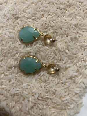 Merci Beaucoup Aqua medium teardrop hanging earring with stud 