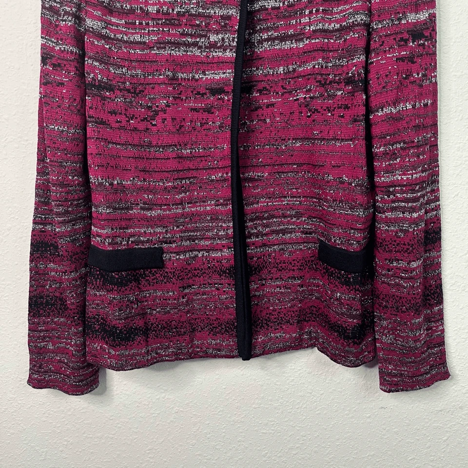 Blazer cruzado con botones multicolor rojo zafiro Ming Wang para mujer talla M Foto 3 de 4