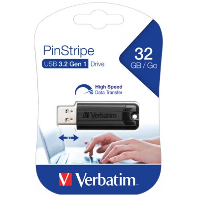 kQ Verbatim Store n Go 32 GB Pinstripe USB 3.2 Gen 1 Stick black 49317