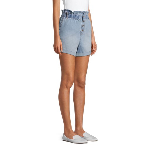 No Boundaries Junior’s Paperbag Shorts, Light Wash, XXL (19) - Picture 3 of 6