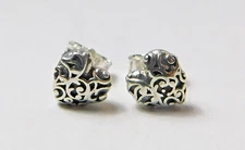 Authentic Pandora Earrings, Regal Heart Studs, #297693,Sterling Silver