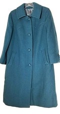 Vintage Womans Eastex 1970's Wool Teal Winter Coat 12 Medium M