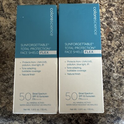 2 Colorescience Sunforgettable Face Shield Sunscreen Flex Med SPF 50 Exp 8/2026