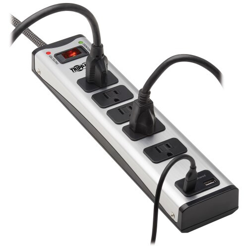 6FT Tripp Lite 5-Outlet 1 x USB-A And 1 x USB-C Surge Protector - Black, Silver - 第 2/5 張圖片