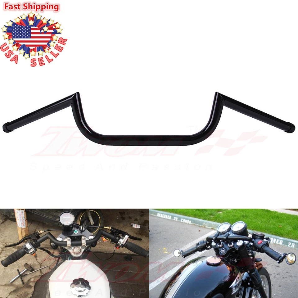 7/8" Black Cafe Racer Clubman Custom Handlebars Bars CB GS XS XT 450 500 600 750 - Image 2 of 4