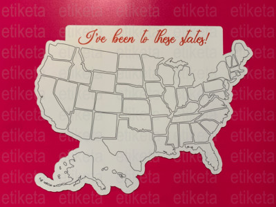 One (1) Large US Map Fridge Magnet STYLE C: ''I've been to these states!''