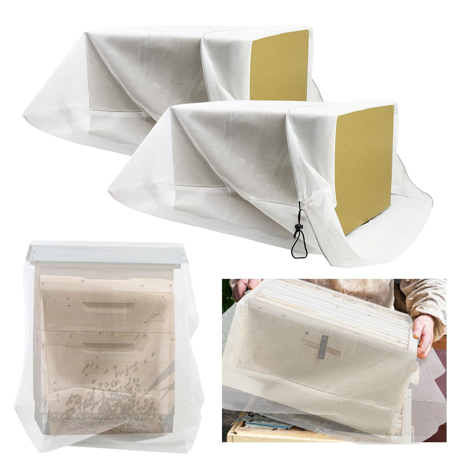 2 Pack Beehive Mesh Transport Bag, 35 X 37 Inch Beekeeping Nuc Box Net Bag