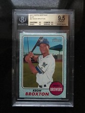 2017 Topps Heritage Keon Broxton #22 Blue /50 SP Brewers BGS 9.5 POP 1 2018 WS