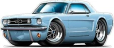 Ford 1965 Mustang GT 289 HP Cartoon Cars Wall Decal Sticker Graphic Poster NEW