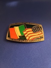 NEW OLD STOCK IRELAND USA FLAG PEWTER STYLE METAL BELT BUCKLE MADE IN USA