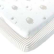 Baby Cradle Fitted Sheets 18x36x2 Jersey Cotton for Arms Reach Bassinet