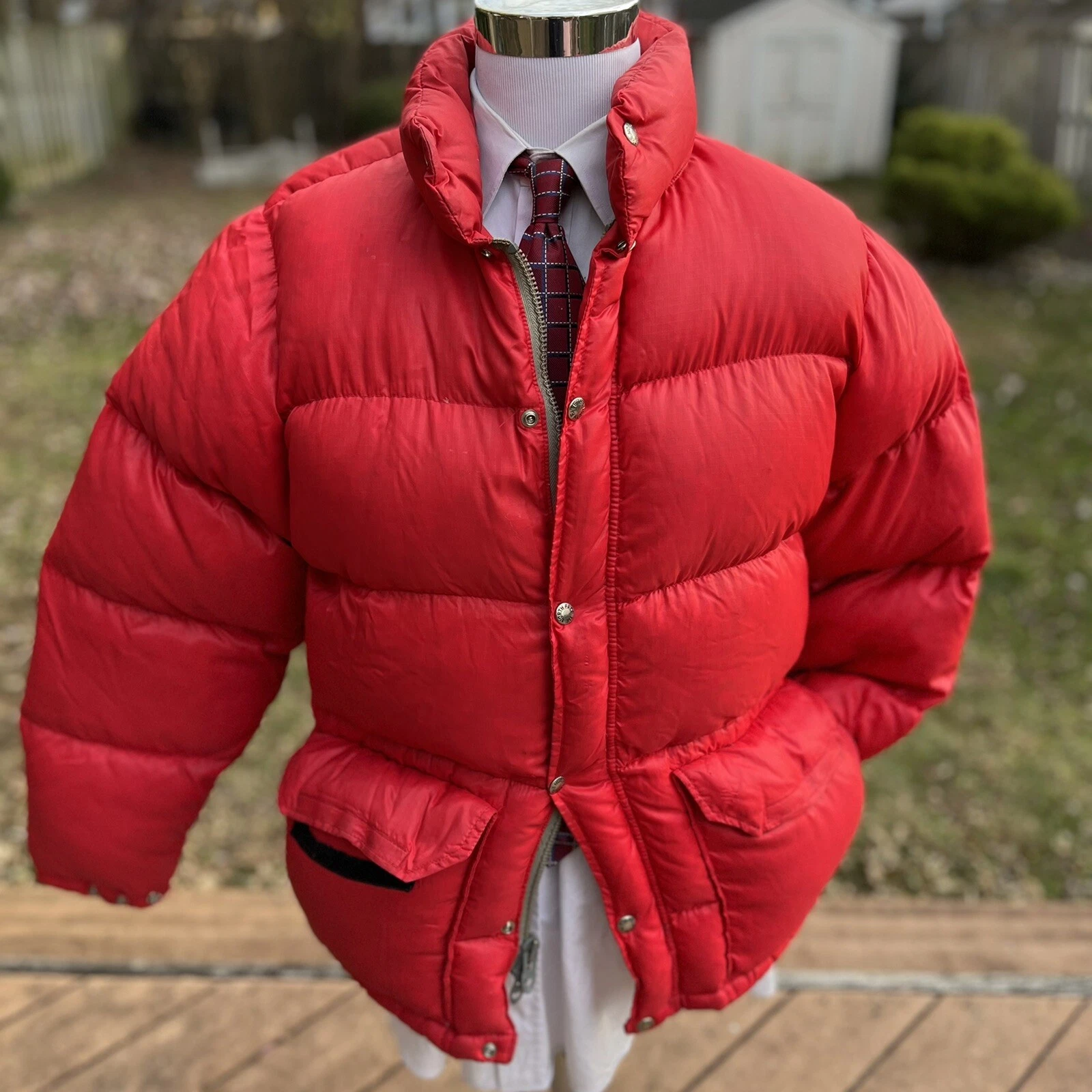Vintage North Face Mens Puffer Jacket TNF Size M Brown Label Full Zip+Snaps USA