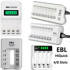 EBL 4 Slot / 8 Slot Smart Charger For AA AAA NI-MH NI-CD Rechargeable Battery US