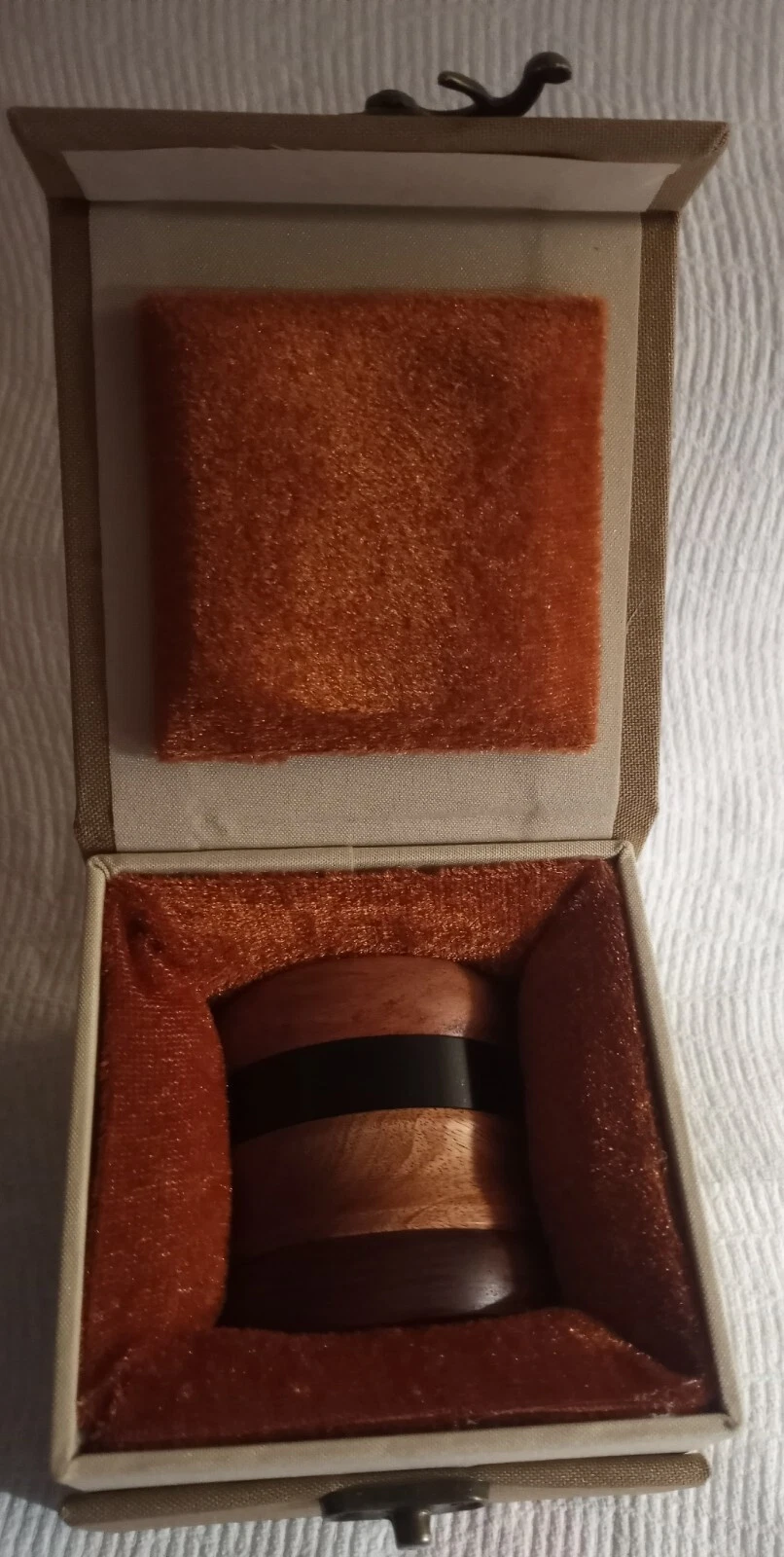 NEW Herb Spice Grinder Walnut Wood 2.5" Metal Herbal Crusher Deluxe Gift Box