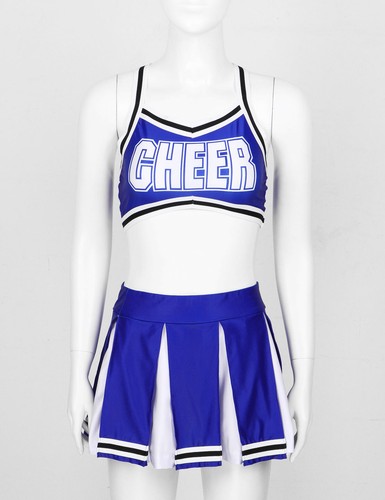 Womens Cheerleader Costume Cheer High School Girl Cosplay Fancy Dress Mini Skirt - Picture 51 of 121