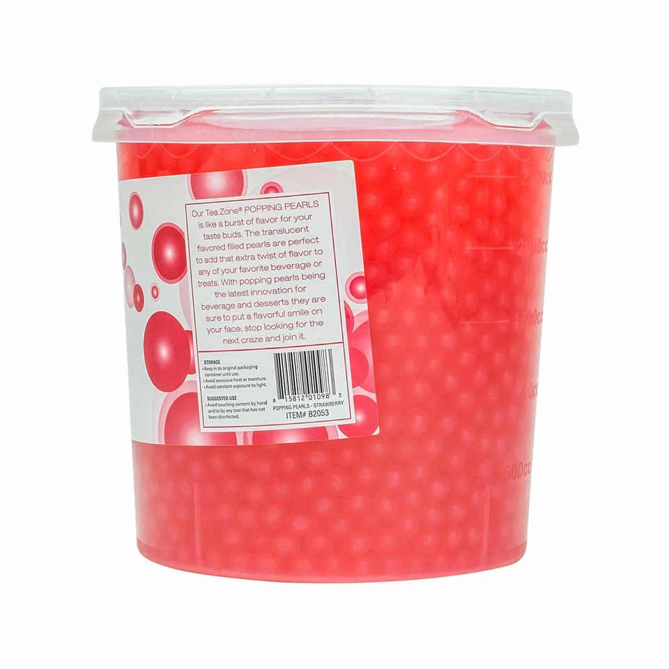 Tea Zone Strawberry Popping Pearls/Popping Boba(B2053, 7lbs) for Boba Tea - Image 2 of 4