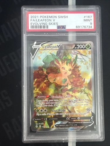 Leafeon V 167/203 Alt Art Evolving Skies Pokemon Card PSA 9 Mint