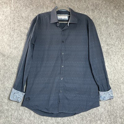 John Lennon Shirt Mens Large Blue Long Sleeve Flip Cuff Button Up  Rockabilly