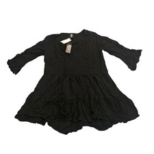 Agnes & Dora Breezy Tunic Top XS Black Tiered Bell Sleeve Made in USA NWT