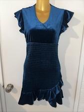 SALE 3 for $20 Aqua Bloomingdale’s blue Velvet Cocktail dress Size Small