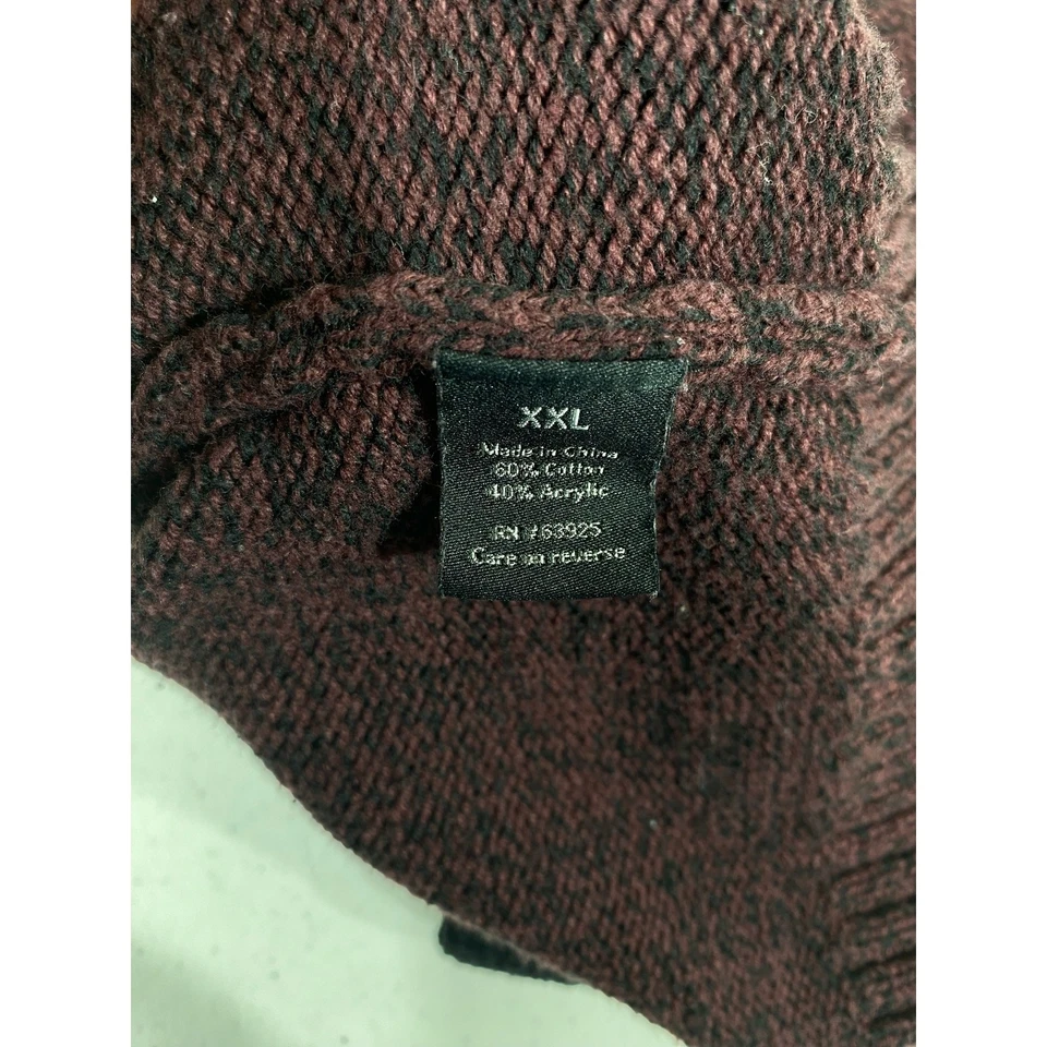 Suéter masculino Apt 9 tamanho XXL marrom preto martelado gola capuz - Imagem 4 de 4